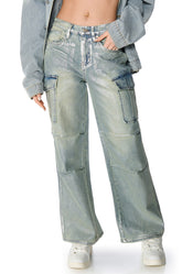 ODIN METALLIC DENIM CARGO PANT