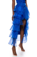 ONCE UPON A DREAM RUFFLE MAXI SKIRT IN ROYAL BLUE