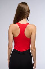 PAXTON SCOOP NECK BODYSUIT IN RED