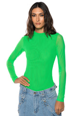 PAXTON SEXY DOUBLE MESH LONG SLEEVE BODYSUIT