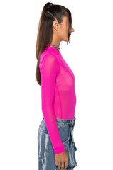 PAXTON SEXY SINGLE MESH LONG SLEEVE BODYSUIT