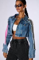 PORTIA MIXED MEDIA DENIM JACKET