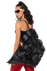 QUANTIC PU WOVEN VEST IN BLACK