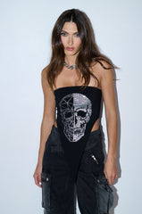 ROCK CHIC RHINESTONE SKULL BANDEAU TOP