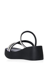 ROSANA EMBELLISHED FLATFORM SANDAL IN BLACK