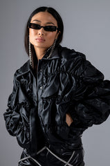 RUCHED PU JACKET