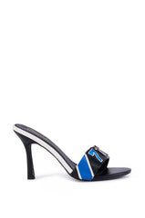 SCOTTY BLACK MOTO MULE STILETTO SANDAL