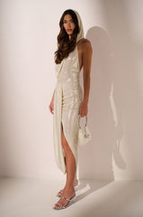 SHIMMER ME DOWN HOODED MIDI DRESS