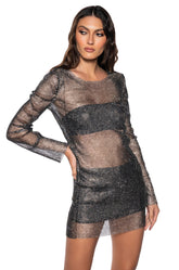 SHOW STOPPER MINI DRESS IN BLACK SILVER