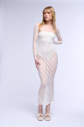 SIANNE STRAPLESS FLORAL LACE MAXI DRESS