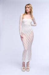 SIANNE STRAPLESS FLORAL LACE MAXI DRESS