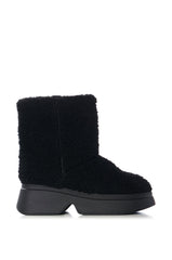 SNOW COZY SHERPA BOOTIE IN BLACK