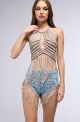 SPARKLE & SHINE EMBELLISHED FRINGE BRA TOP