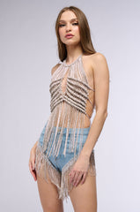 SPARKLE & SHINE EMBELLISHED FRINGE BRA TOP