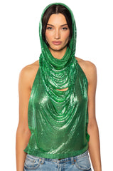 SUNNA METAL CHAIN TOP WITH A HOOD
