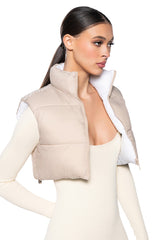 TAYLOR SAID CROP PUFFER VEST IN IVORY