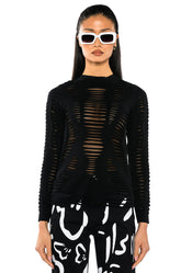 TELL EM DISTRESSED LAYERED LONG SLEEVE TOP