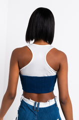 TRUST ME PU CROPPED CORSET