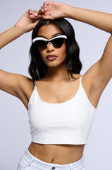 VICIOUSNESS FAUX LEATHER CROPPED TANK