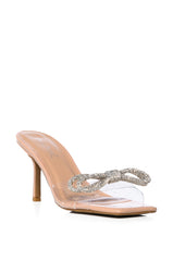 ZEAL EMBELLISHED BOW SANDAL IN CLEAR