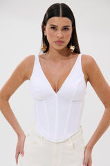 FREE SPIRIT SLEEVELESS CORSET TOP IN WHITE