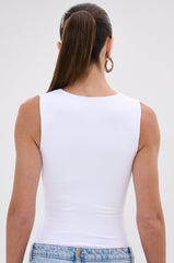 NEW STANDARD SQUARE NECK SLEEVELESS BODYSUIT IN WHITE