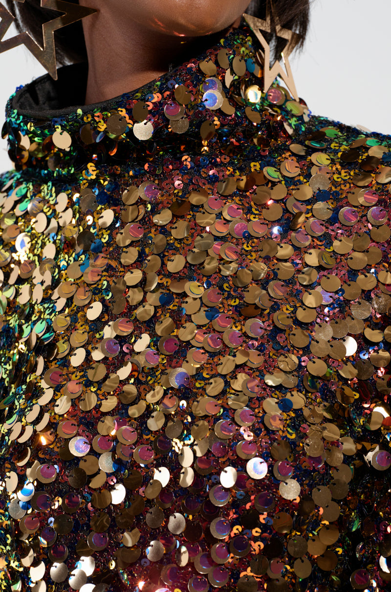 PARTY STARTER SEQUIN LONG SLEEVE BLOUSE