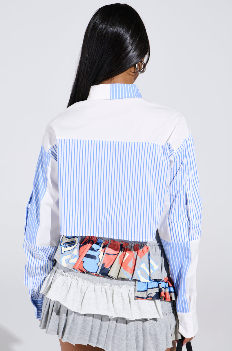 CASUAL FRIDAY CROPPED BUTTON UP SHIRT