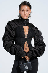 CORA SATIN BOLERO IN BLACK