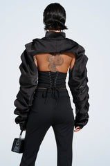 CORA SATIN BOLERO IN BLACK