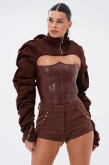 RILEY STACKED FAUX SUEDE BOLERO