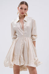 THE IT GIRL IVORY METALLIC MINI DRESS
