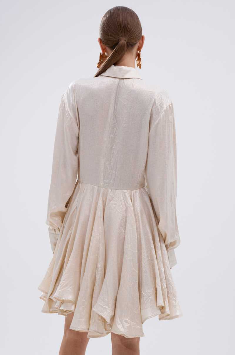 THE IT GIRL IVORY METALLIC MINI DRESS