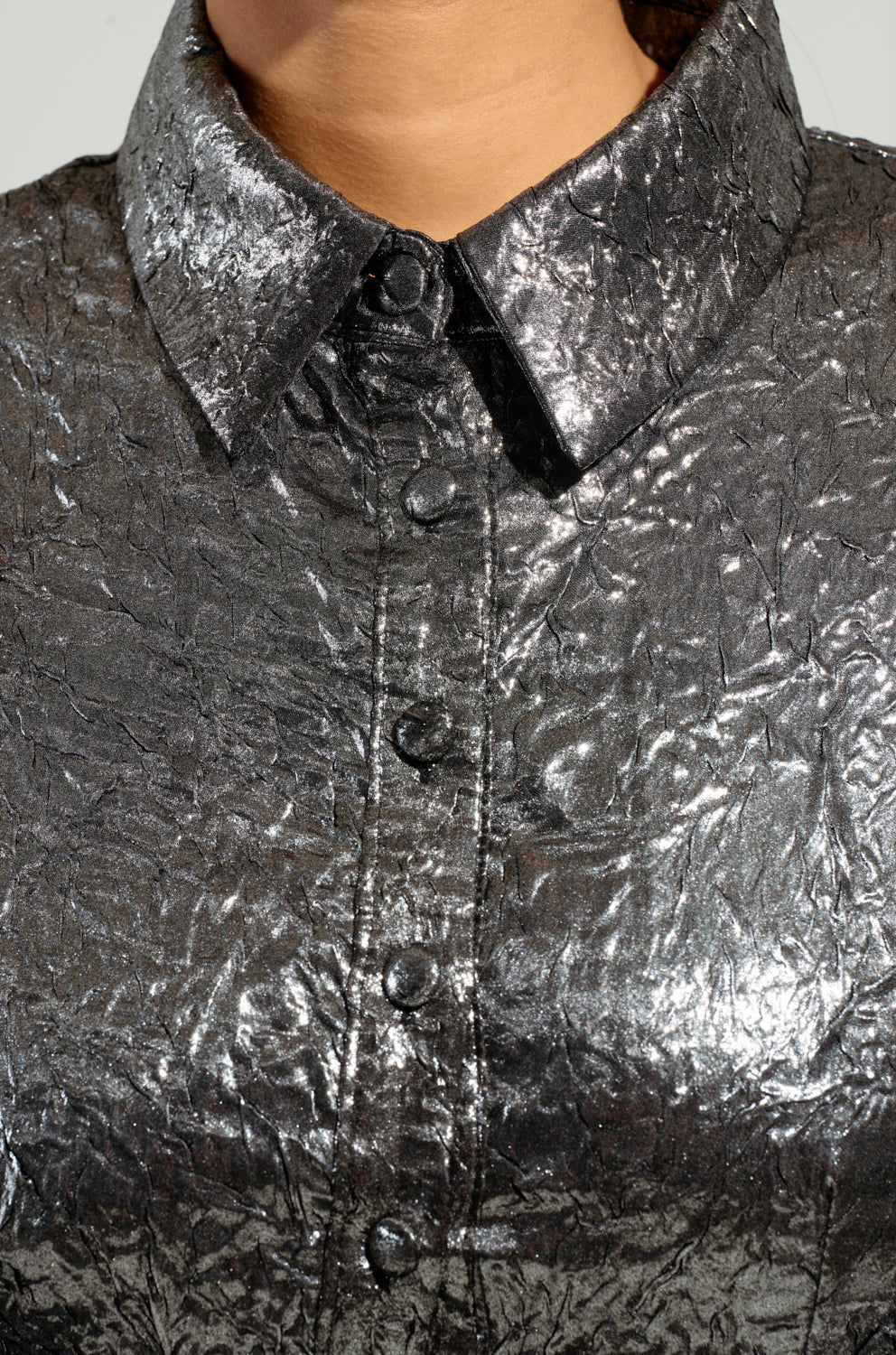 THE IT GIRL SILVER METALLIC MINI DRESS