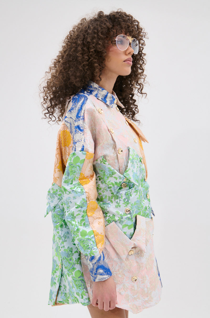 MY GIRLFRIENDS SHIRT BROCADE MINI DRESS