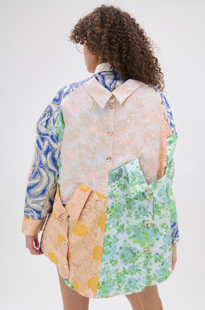 MY GIRLFRIENDS SHIRT BROCADE MINI DRESS