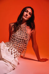 ICY GIRL RHINESTONE EMBELLISHED TOP IN GOLD