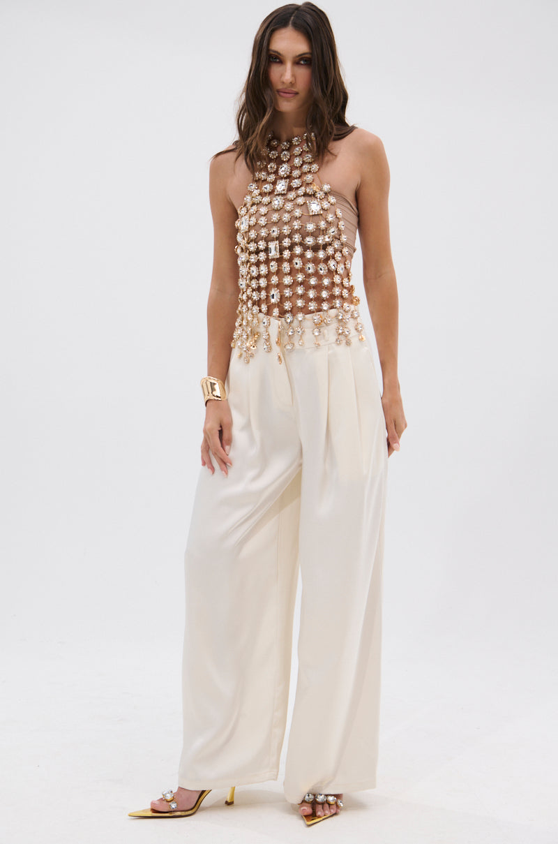 ICY GIRL RHINESTONE EMBELLISHED TOP IN GOLD