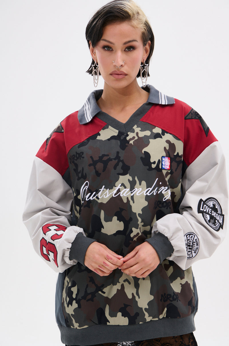 FLIP THE SWITCH PATCHWORK DETAILED JERSEY TOP