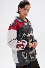 FLIP THE SWITCH PATCHWORK DETAILED JERSEY TOP