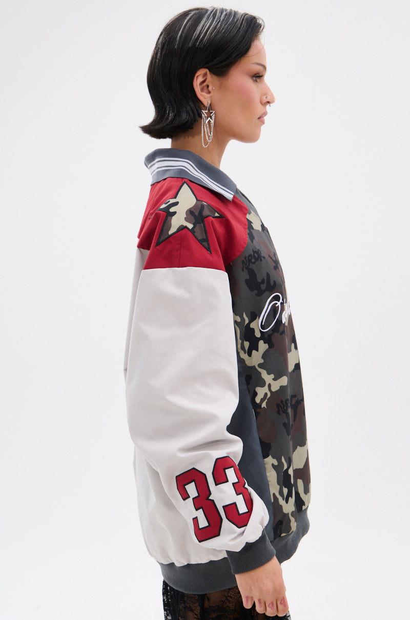 FLIP THE SWITCH PATCHWORK DETAILED JERSEY TOP