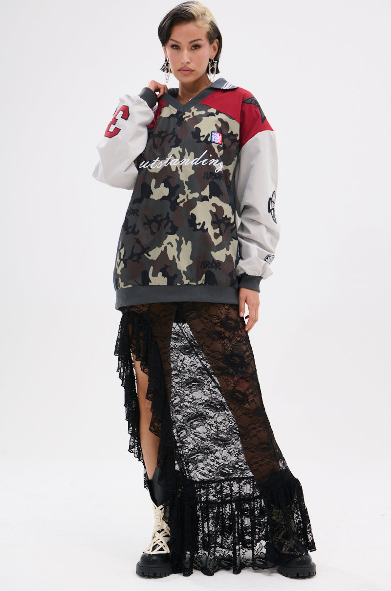 FLIP THE SWITCH PATCHWORK DETAILED JERSEY TOP