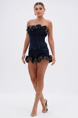 SOMETHING DIFFERENT DENIM SHORTS WITH ZIPPER DETAIL