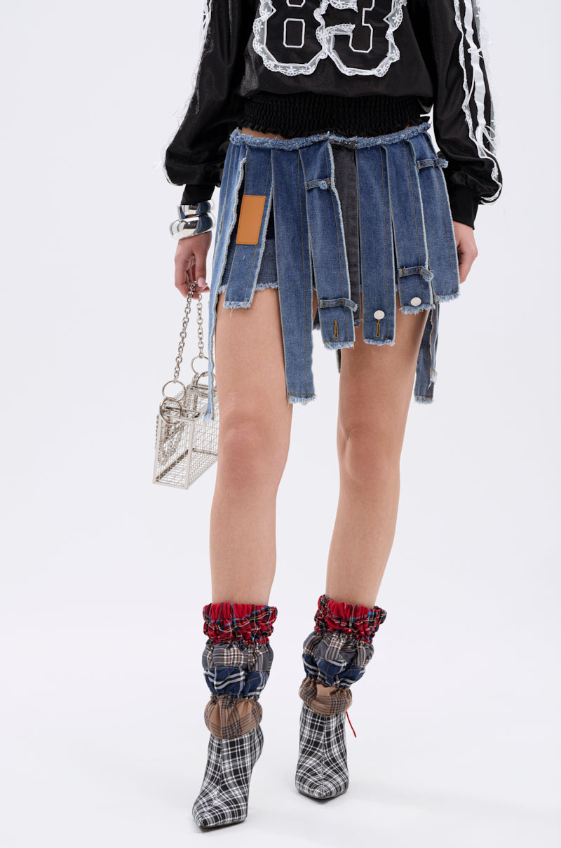 STRIPPED DENIM SKIRT