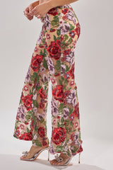 ENCHANTED GARDEN FLORAL EMBROIDERED TULLE PANT