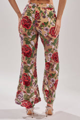 ENCHANTED GARDEN FLORAL EMBROIDERED TULLE PANT