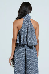 MULTI TEXTURED SLEEVELESS PEPLUM TOP