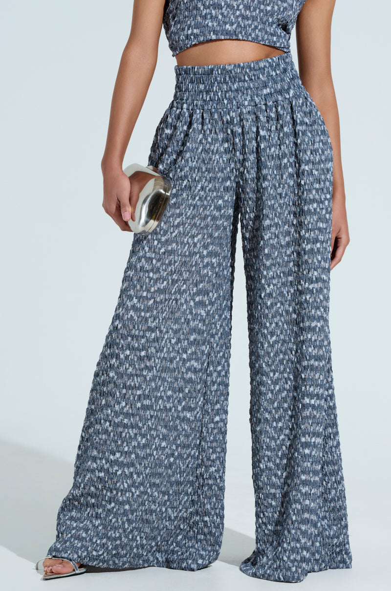 MULTI TEXTURED WIDE LEG PALAZZO PANT