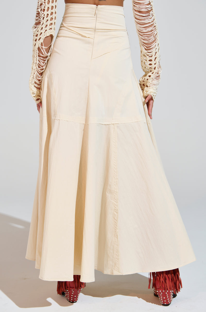 CLAIRE EXPOSED SEAMS MIDI SKIRT