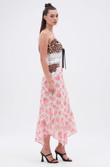 CARRIE CODED SATIN MIDI DRESS